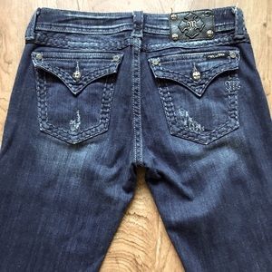 Miss Me Jeans JPS5014-18 Boot Cut. Dark Wash. Some Distressing Large Stitching